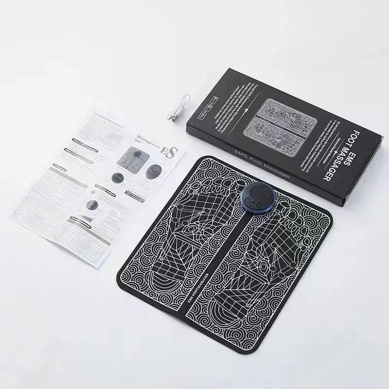 Premium EMS Foot Massager Pad Electric Massage Mat Remote Control 8 Modes 19 Levels Portable Foot Leg Massager for Home Office Travel Daily Use Comfort