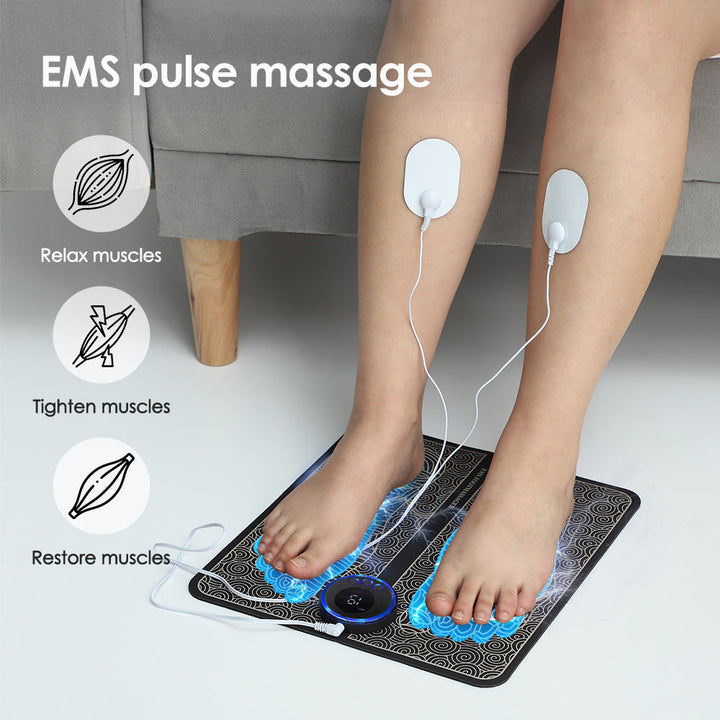 Premium EMS Foot Massager Pad Electric Massage Mat Remote Control 8 Modes 19 Levels Portable Foot Leg Massager for Home Office Travel Daily Use Comfort