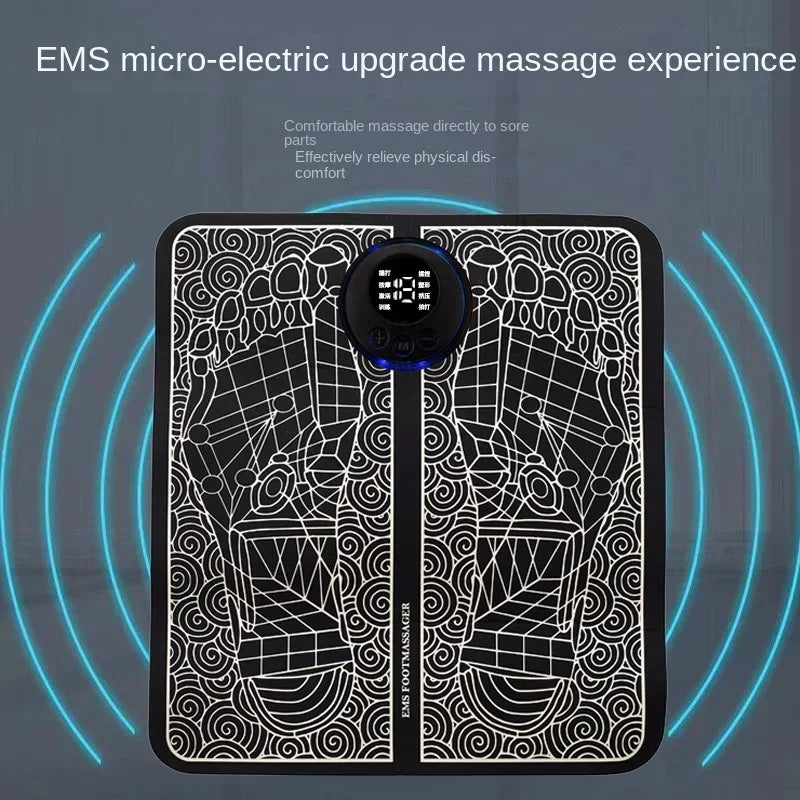 Premium EMS Foot Massager Pad Electric Massage Mat Remote Control 8 Modes 19 Levels Portable Foot Leg Massager for Home Office Travel Daily Use Comfort