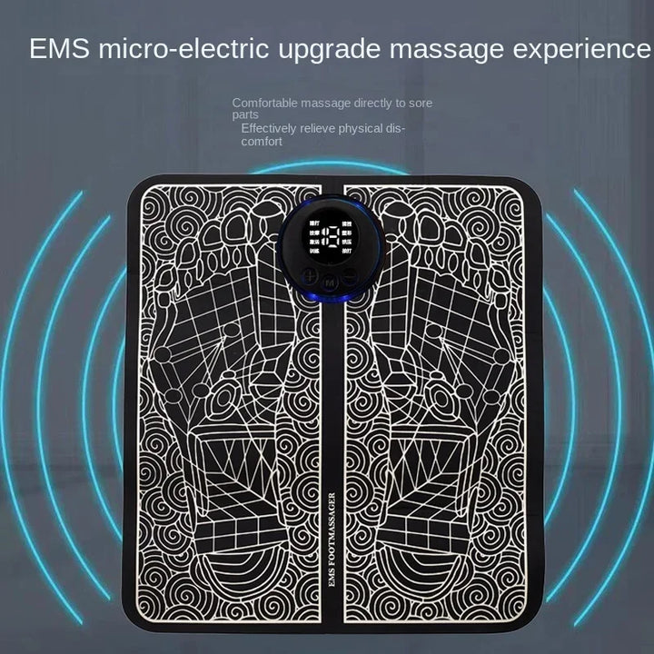 Premium EMS Foot Massager Pad Electric Massage Mat Remote Control 8 Modes 19 Levels Portable Foot Leg Massager for Home Office Travel Daily Use Comfort