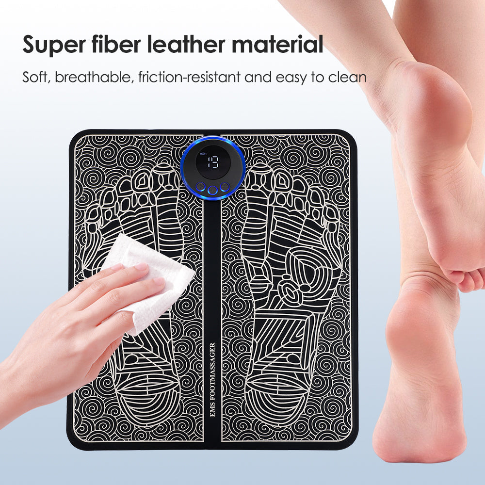 Premium EMS Foot Massager Pad Electric Massage Mat Remote Control 8 Modes 19 Levels Portable Foot Leg Massager for Home Office Travel Daily Use Comfort