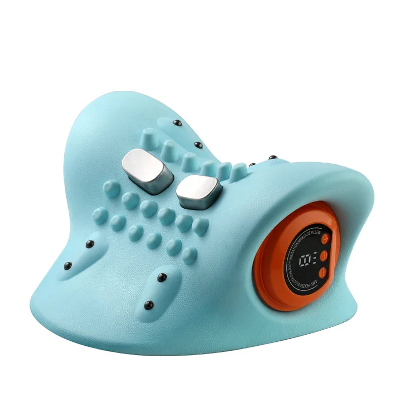 Premium EMS Heated Neck Massager Air Compression Cervical Support Vibration Infrared Heat Rechargeable Neck Device for Home Work Travel Daily Use Comfort