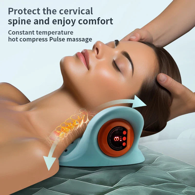 Premium EMS Heated Neck Massager Air Compression Cervical Support Vibration Infrared Heat Rechargeable Neck Device for Home Work Travel Daily Use Comfort