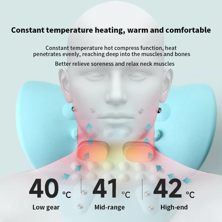 Premium EMS Heated Neck Massager Air Compression Cervical Support Vibration Infrared Heat Rechargeable Neck Device for Home Work Travel Daily Use Comfort