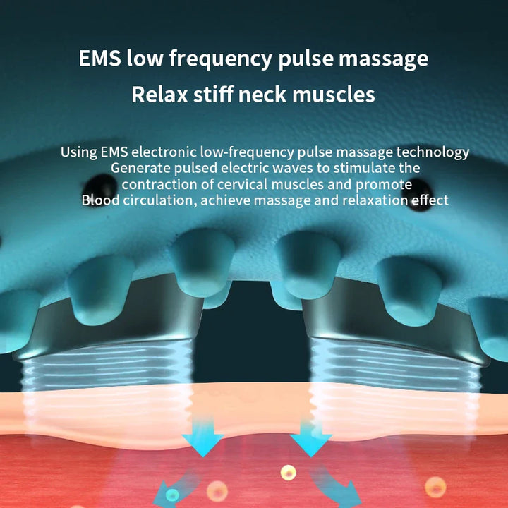 Premium EMS Heated Neck Massager Air Compression Cervical Support Vibration Infrared Heat Rechargeable Neck Device for Home Work Travel Daily Use Comfort
