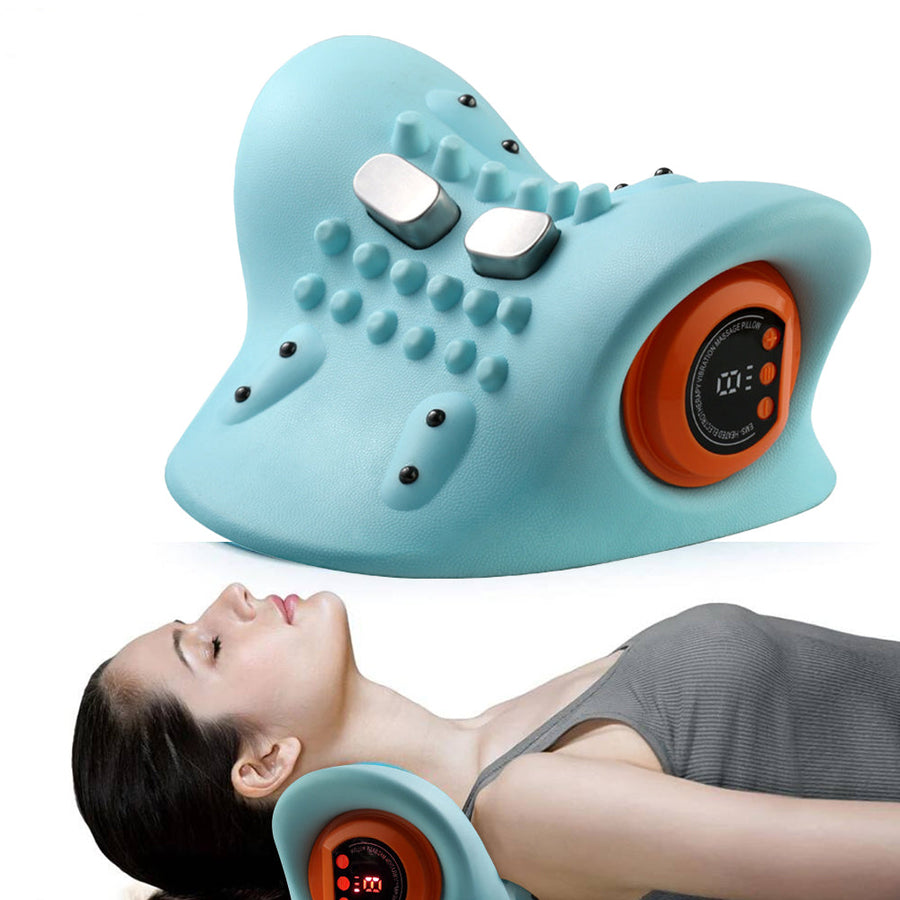 Premium EMS Heated Neck Massager Air Compression Cervical Support Vibration Infrared Heat Rechargeable Neck Device for Home Work Travel Daily Use Comfort