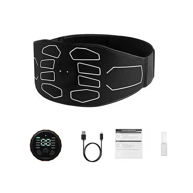 Premium EMS Training Belt Muscle Stimulator Adjustable Abdominal Fitness Belt USB Rechargeable 10 Programs 30 Levels for Gym Work Daily Use Comfort Fit
