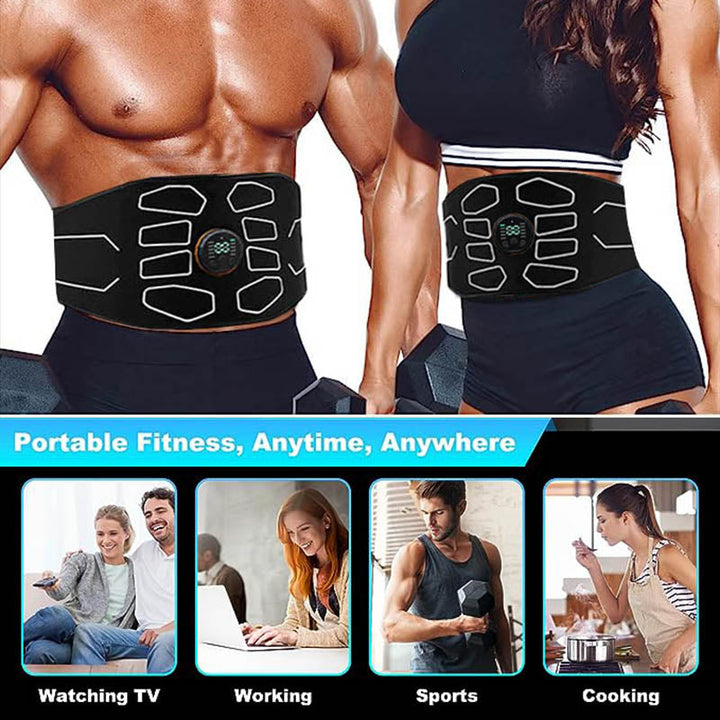 Premium EMS Training Belt Muscle Stimulator Adjustable Abdominal Fitness Belt USB Rechargeable 10 Programs 30 Levels for Gym Work Daily Use Comfort Fit
