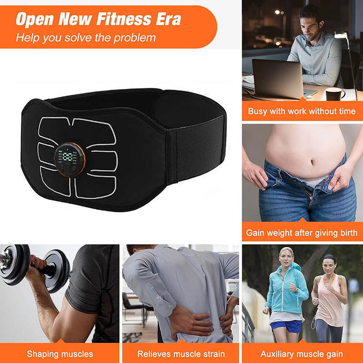 Premium EMS Training Belt Muscle Stimulator Adjustable Abdominal Fitness Belt USB Rechargeable 10 Programs 30 Levels for Gym Work Daily Use Comfort Fit