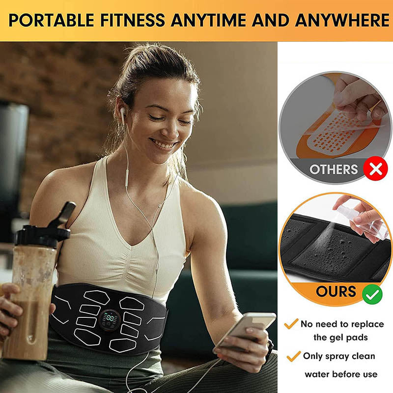 Premium EMS Training Belt Muscle Stimulator Adjustable Abdominal Fitness Belt USB Rechargeable 10 Programs 30 Levels for Gym Work Daily Use Comfort Fit