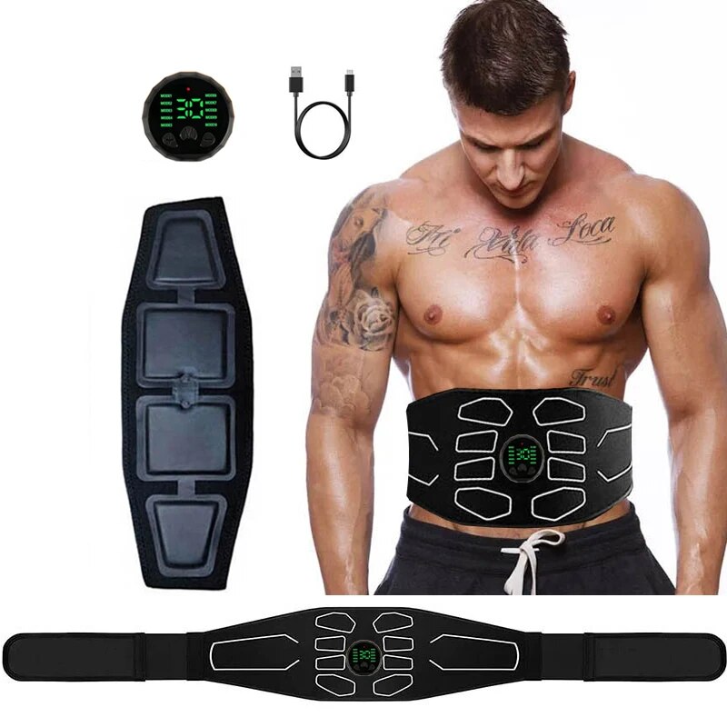 Premium EMS Training Belt Muscle Stimulator Adjustable Abdominal Fitness Belt USB Rechargeable 10 Programs 30 Levels for Gym Work Daily Use Comfort Fit