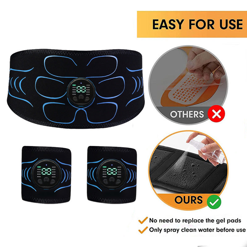 Premium EMS Training Belt Muscle Stimulator Adjustable Abs Arms Legs USB Rechargeable 10 Modes 39 Levels LCD Display for Gym Work Daily Use
