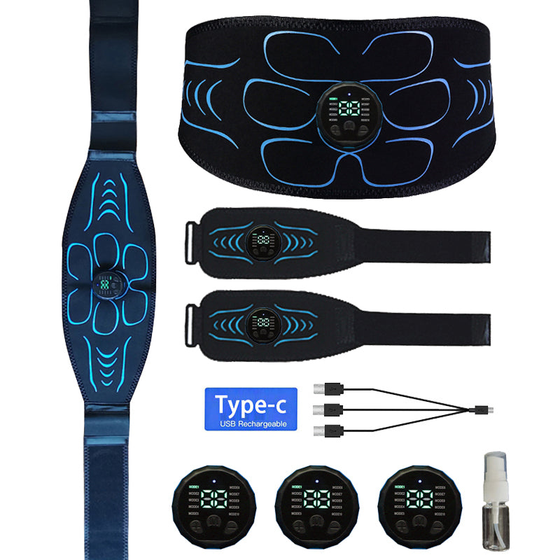 Premium EMS Training Belt Muscle Stimulator Adjustable Abs Arms Legs USB Rechargeable 10 Modes 39 Levels LCD Display for Gym Work Daily Use