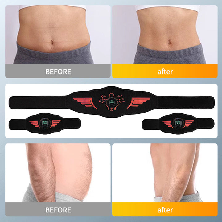 Premium EMS Training Belt Muscle Stimulator Adjustable Abs Arms Legs USB Rechargeable 10 Modes 39 Levels LCD Display for Gym Work Daily Use