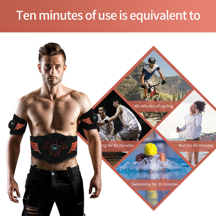 Premium EMS Training Belt Muscle Stimulator Adjustable Abs Arms Legs USB Rechargeable 10 Modes 39 Levels LCD Display for Gym Work Daily Use