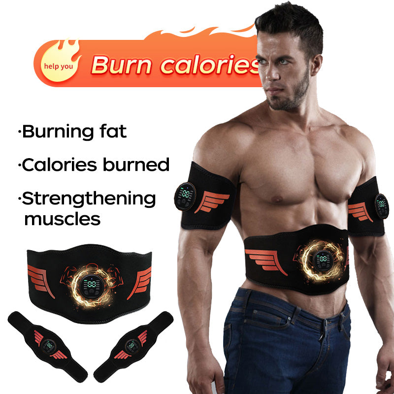 Premium EMS Training Belt Muscle Stimulator Adjustable Abs Arms Legs USB Rechargeable 10 Modes 39 Levels LCD Display for Gym Work Daily Use