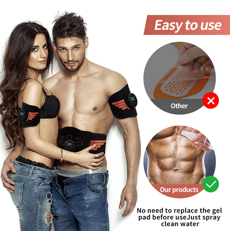 Premium EMS Training Belt Muscle Stimulator Adjustable Abs Arms Legs USB Rechargeable 10 Modes 39 Levels LCD Display for Gym Work Daily Use
