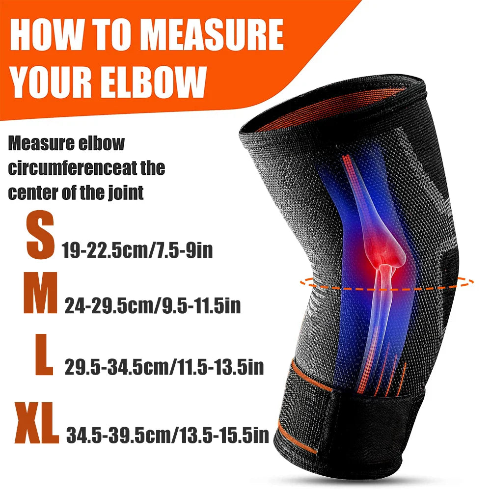 Premium Elbow Brace Compression Support Sleeve Adjustable Arm Support Breathable Elastic Elbow Sleeve for Sports Gym Work Daily Use 1PC