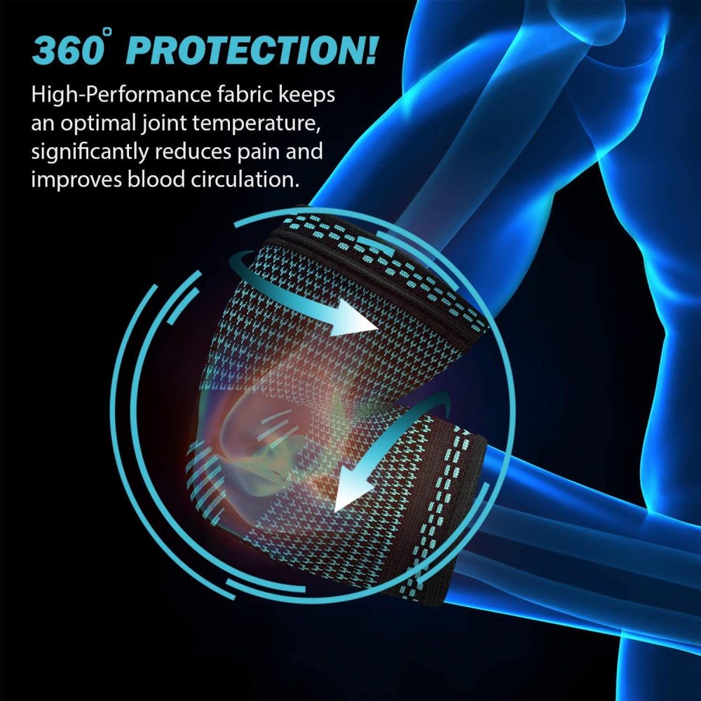 Premium Elbow Brace Compression Support Sleeve Adjustable Arm Support Breathable Elastic Elbow Sleeve for Sports Gym Work Daily Use 1PC