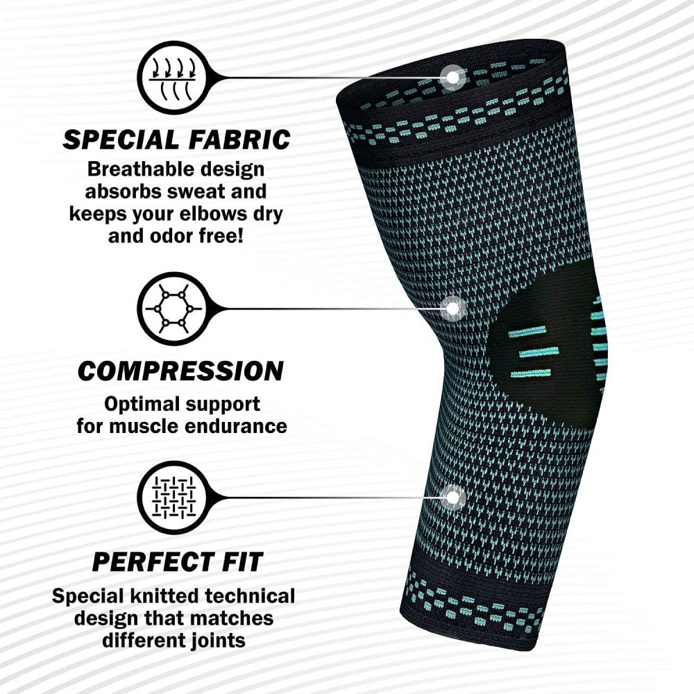 Premium Elbow Brace Compression Support Sleeve Adjustable Arm Support Breathable Elastic Elbow Sleeve for Sports Gym Work Daily Use 1PC