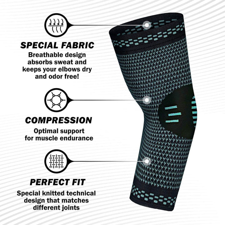 Premium Elbow Brace Compression Support Sleeve Adjustable Arm Support Breathable Elastic Elbow Sleeve for Sports Gym Work Daily Use 1PC