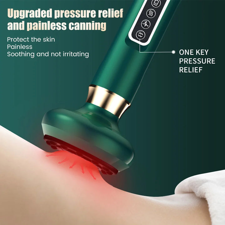Premium Electric Cupping Massager Vacuum Suction Device Gua Sha Tool Infrared Heat 12 Levels Rechargeable Body Massager for Home Gym Daily Use Comfort