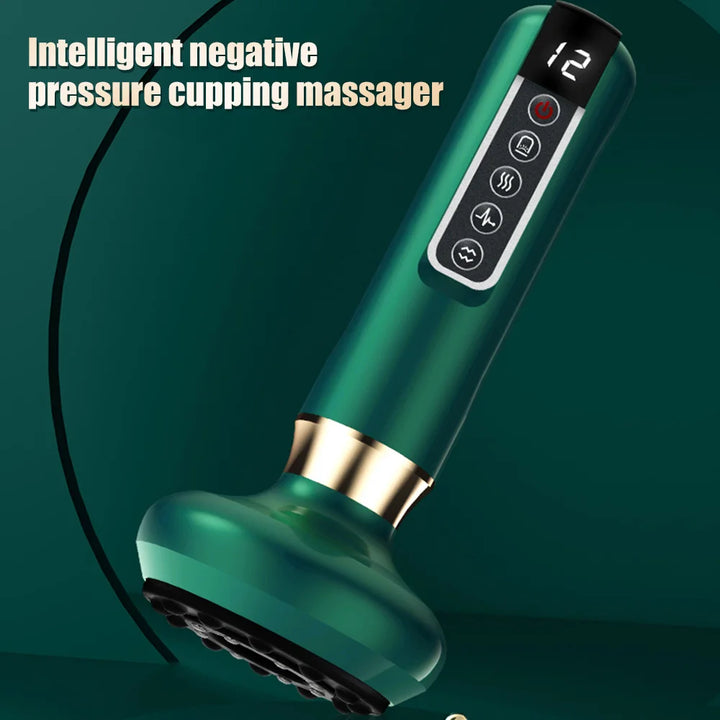 Premium Electric Cupping Massager Vacuum Suction Device Gua Sha Tool Infrared Heat 12 Levels Rechargeable Body Massager for Home Gym Daily Use Comfort
