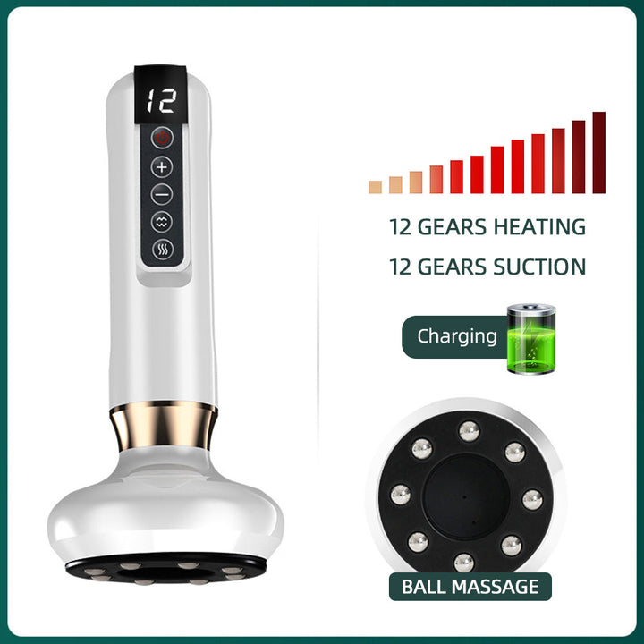 Premium Electric Cupping Massager Vacuum Suction Device Gua Sha Tool Infrared Heat 12 Levels Rechargeable Body Massager for Home Gym Daily Use Comfort