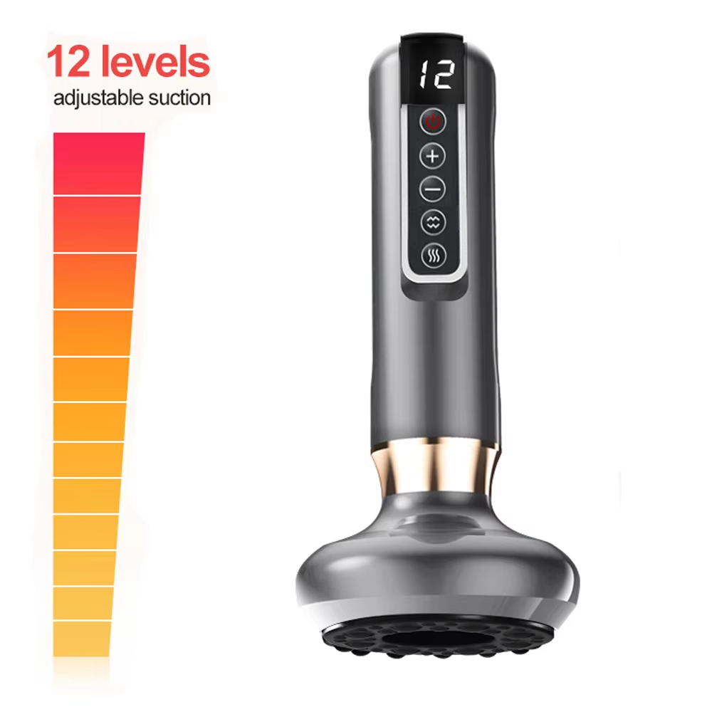 Premium Electric Cupping Massager Vacuum Suction Device Gua Sha Tool Infrared Heat 12 Levels Rechargeable Body Massager for Home Gym Daily Use Comfort