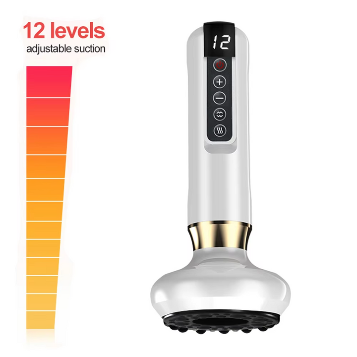 Premium Electric Cupping Massager Vacuum Suction Device Gua Sha Tool Infrared Heat 12 Levels Rechargeable Body Massager for Home Gym Daily Use Comfort