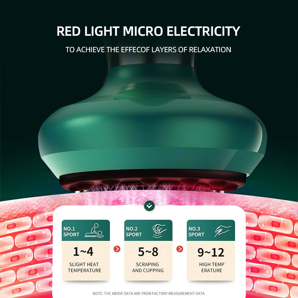 Premium Electric Cupping Massager Vacuum Suction Device Gua Sha Tool Infrared Heat 12 Levels Rechargeable Body Massager for Home Gym Daily Use Comfort