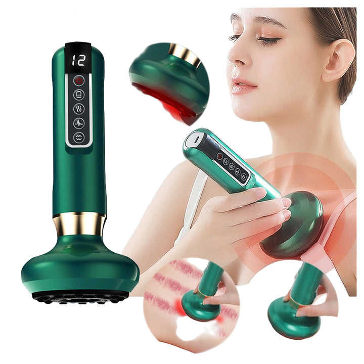 Premium Electric Cupping Massager Vacuum Suction Device Gua Sha Tool Infrared Heat 12 Levels Rechargeable Body Massager for Home Gym Daily Use Comfort
