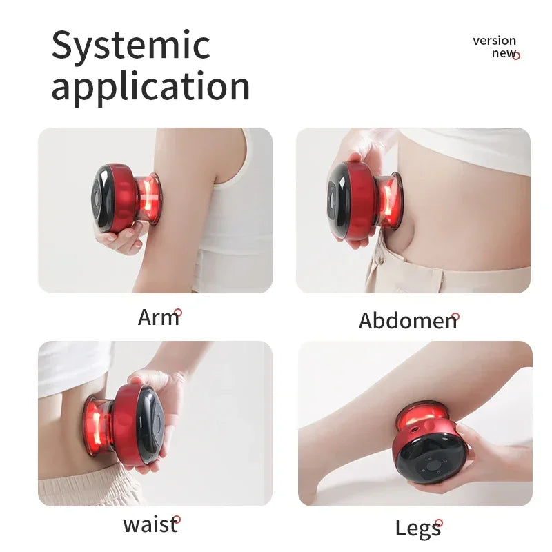 Premium Electric Cupping Massager Vacuum Suction Device Gua Sha Tool Red Light Heat 12 Levels Rechargeable Portable Body Massager for Home Daily Use