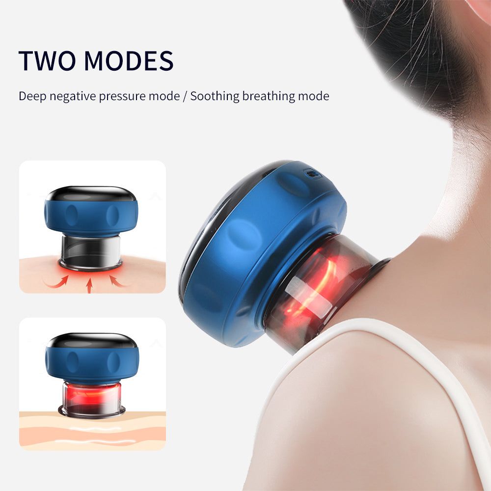Premium Electric Cupping Massager Vacuum Suction Device Gua Sha Tool Red Light Heat 12 Levels Rechargeable Portable Body Massager for Home Daily Use