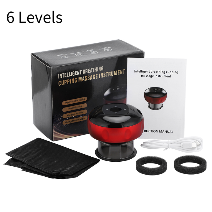Premium Electric Cupping Massager Vacuum Suction Device Gua Sha Tool Red Light Heat 12 Levels Rechargeable Portable Body Massager for Home Daily Use
