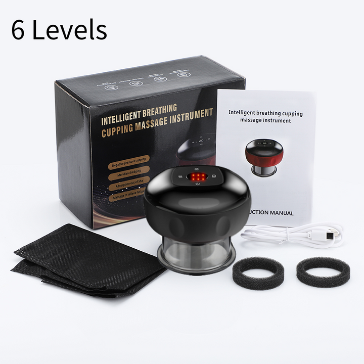 Premium Electric Cupping Massager Vacuum Suction Device Gua Sha Tool Red Light Heat 12 Levels Rechargeable Portable Body Massager for Home Daily Use