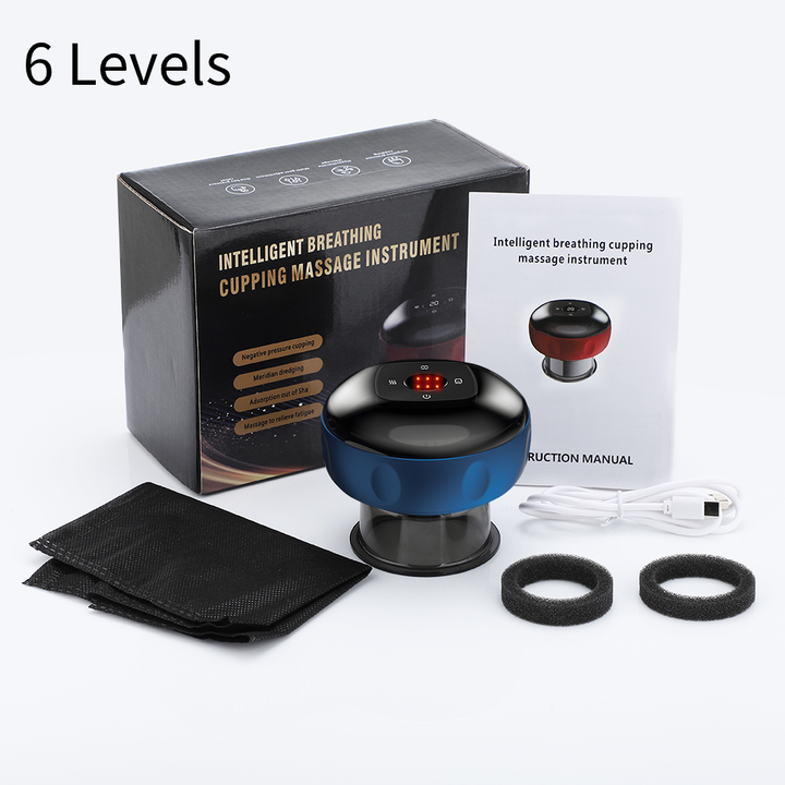 Premium Electric Cupping Massager Vacuum Suction Device Gua Sha Tool Red Light Heat 12 Levels Rechargeable Portable Body Massager for Home Daily Use