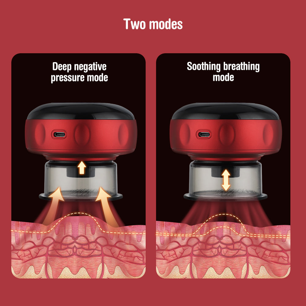 Premium Electric Cupping Massager Vacuum Suction Device Gua Sha Tool Red Light Heat 12 Levels Rechargeable Portable Body Massager for Home Daily Use