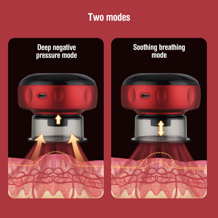 Premium Electric Cupping Massager Vacuum Suction Device Gua Sha Tool Red Light Heat 12 Levels Rechargeable Portable Body Massager for Home Daily Use