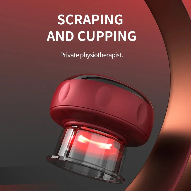 Premium Electric Cupping Massager Vacuum Suction Device Gua Sha Tool Red Light Heat 12 Levels Rechargeable Portable Body Massager for Home Daily Use