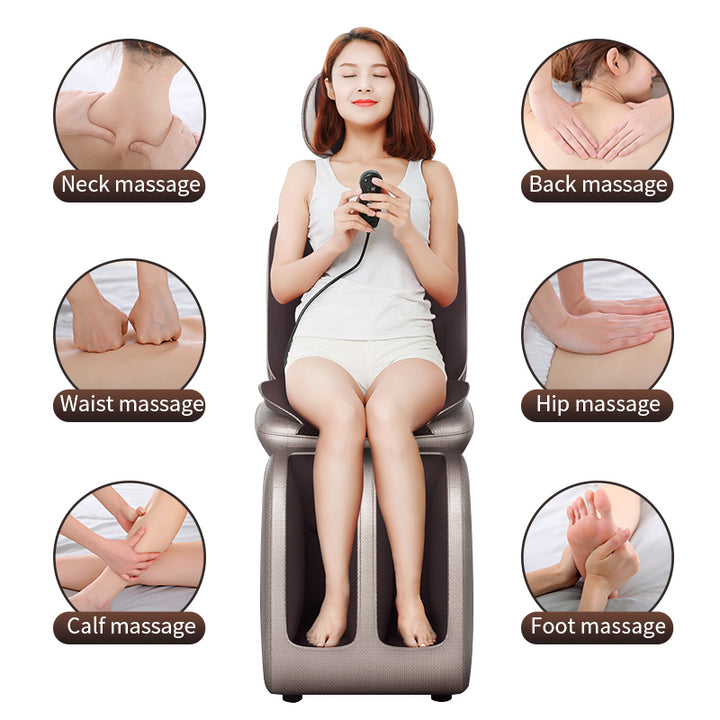 Premium Electric Massage Chair Full Body Recliner Shiatsu Kneading Vibration Heat Adjustable Height Neck Back Waist Legs for Home Office Daily Use Comfort