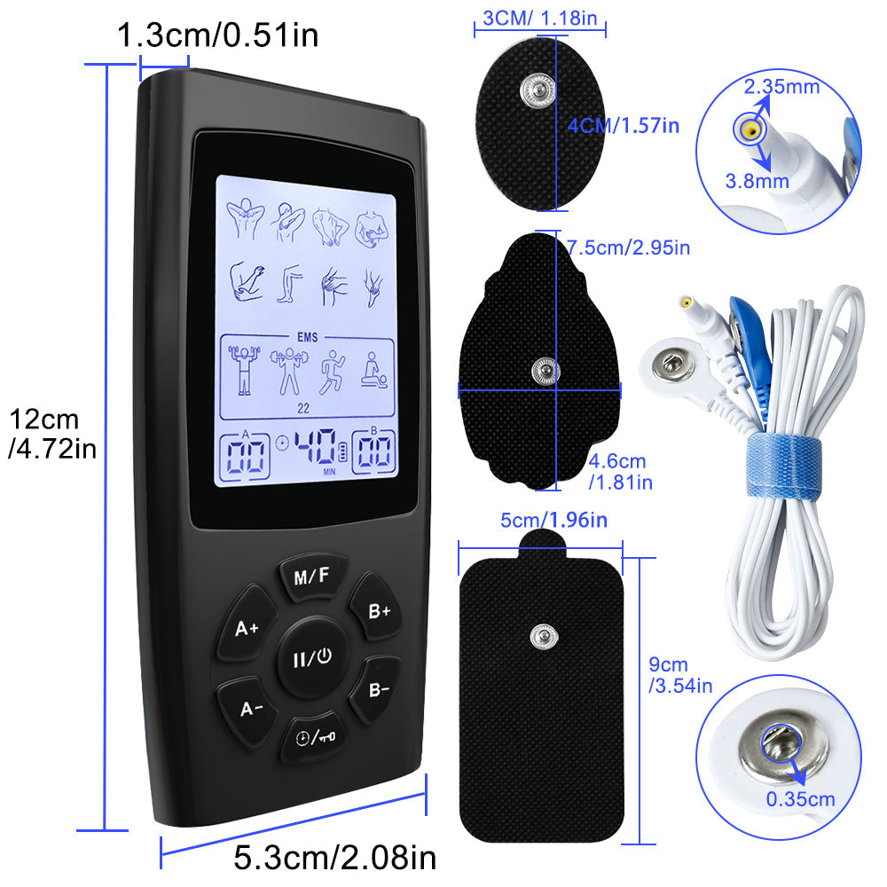 Premium Electric Muscle Massager TENS EMS Device 24 Modes Rechargeable Full Body Massager Adjustable Intensity Portable for Gym Work Daily Use Comfort