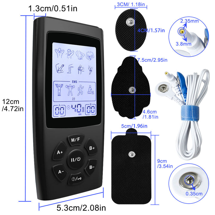 Premium Electric Muscle Massager TENS EMS Device 24 Modes Rechargeable Full Body Massager Adjustable Intensity Portable for Gym Work Daily Use Comfort