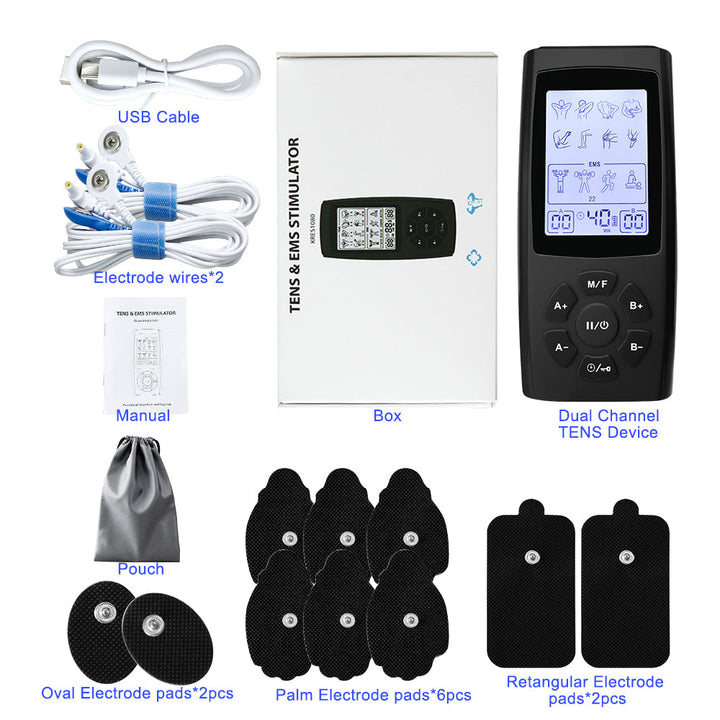 Premium Electric Muscle Massager TENS EMS Device 24 Modes Rechargeable Full Body Massager Adjustable Intensity Portable for Gym Work Daily Use Comfort