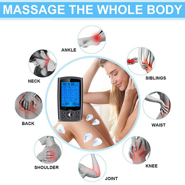Premium Electric Muscle Massager TENS EMS Device 24 Modes Rechargeable Full Body Massager Adjustable Intensity Portable for Gym Work Daily Use Comfort