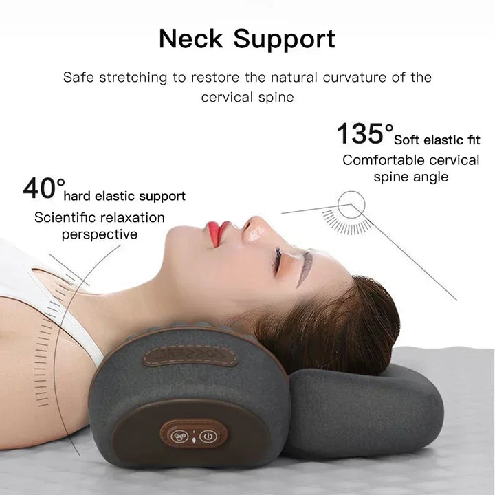 Premium Electric Neck Massager Pillow Heated Vibration Neck Support Cushion USB Rechargeable Memory Foam Neck Pillow for Sleep Travel Daily Use Comfort