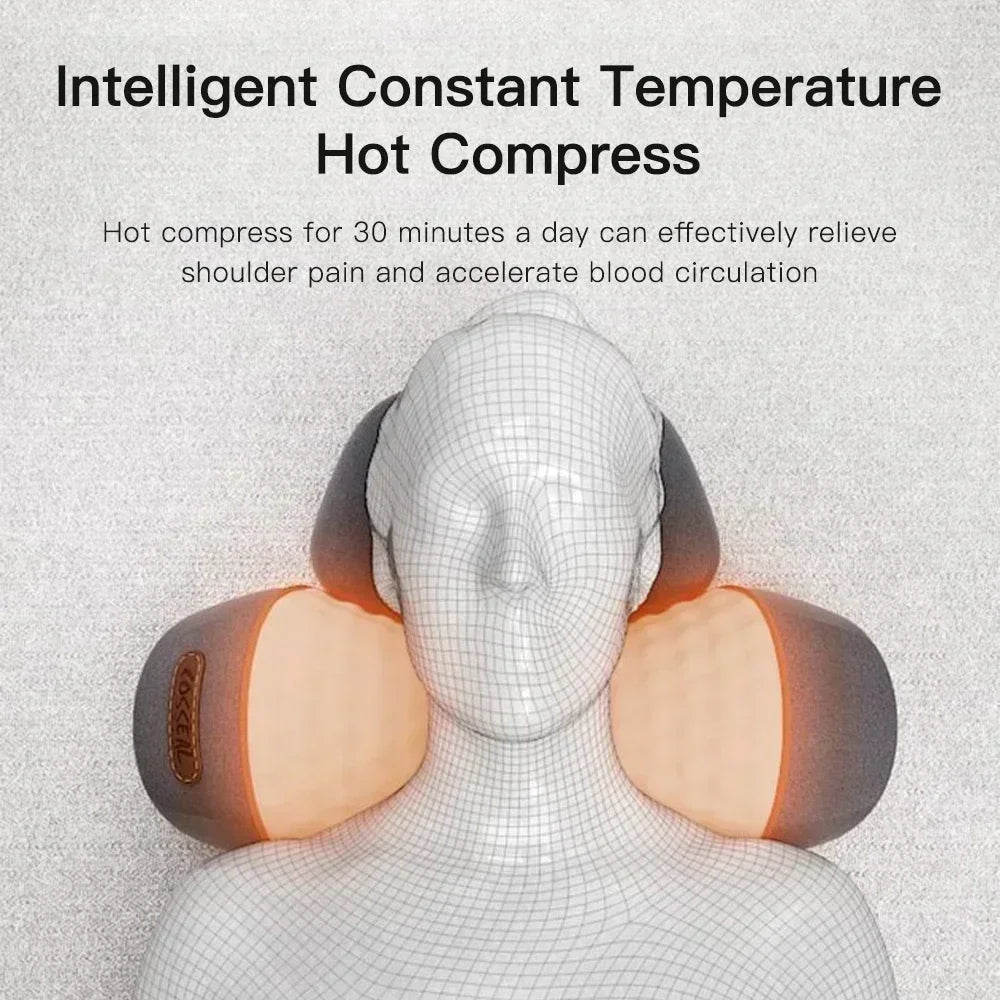 Premium Electric Neck Massager Pillow Heated Vibration Neck Support Cushion USB Rechargeable Memory Foam Neck Pillow for Sleep Travel Daily Use Comfort