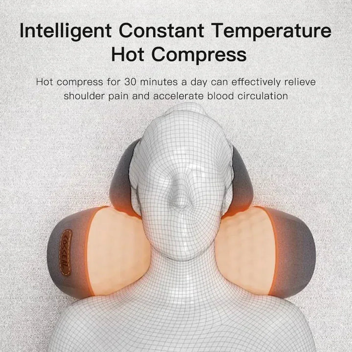 Premium Electric Neck Massager Pillow Heated Vibration Neck Support Cushion USB Rechargeable Memory Foam Neck Pillow for Sleep Travel Daily Use Comfort