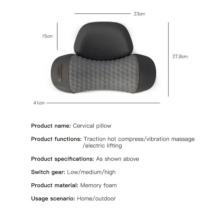 Premium Electric Neck Massager Pillow Heated Vibration Neck Support Cushion USB Rechargeable Memory Foam Neck Pillow for Sleep Travel Daily Use Comfort