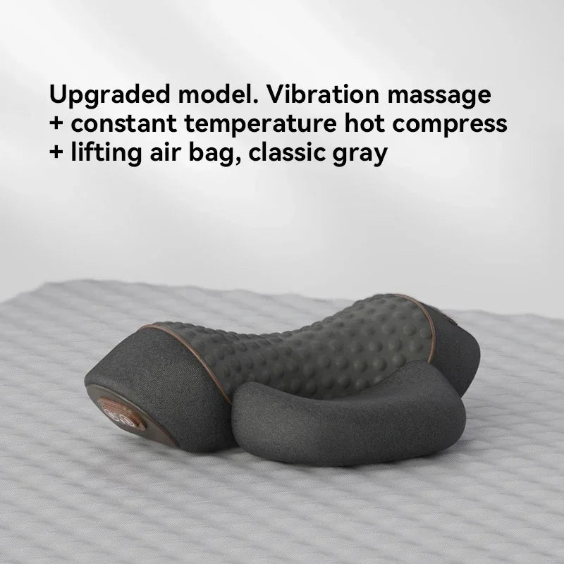 Premium Electric Neck Massager Pillow Heated Vibration Neck Support Cushion USB Rechargeable Memory Foam Neck Pillow for Sleep Travel Daily Use Comfort